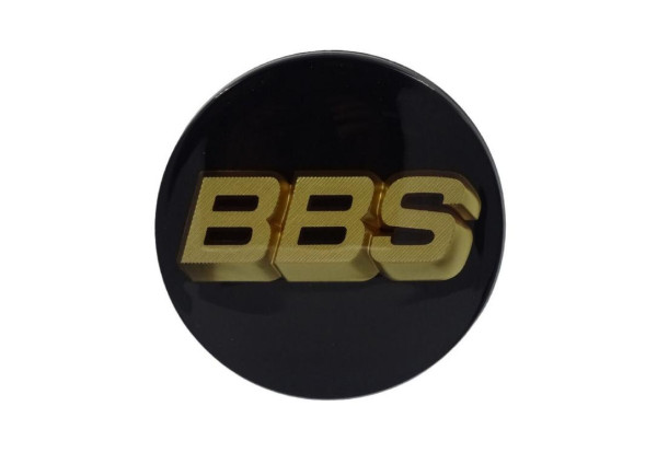 BBS Emblem Schwarz/Gold 3D 70mm 58071085 Nabenkappe, Symbolscheibe 3 Klammern!