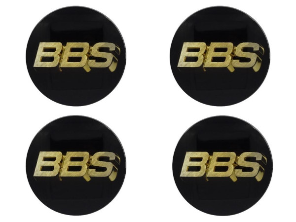 4er Set BBS Emblem Schwarz/Gold 70mm 3D 56.24.073 Nabenkappe, Symbolscheibe