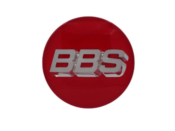 BBS Emblem Rot/Chrom 3D 70mm 58071091 Nabenkappe, Symbolscheibe 3 Klammern!